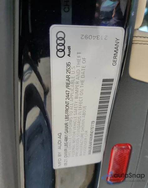 2021 Audi A4 Premium Plus 45 z USA, uszkodzony, nr VIN WAUEAAF49MN015119